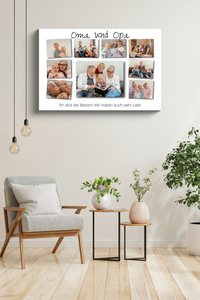 Geschenkidee für Oma und Opa – Fotocollage mit persönlicher Botschaft.