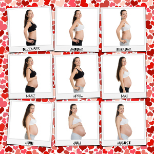 Fotocollage „Babybauch“ – 9 Polaroids mit individueller Beschriftung Fotocollage „Babybauch“ – 9 Polaroids mit individueller Beschriftung