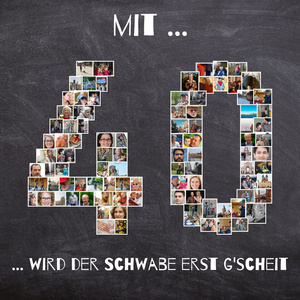 Fotocollage als Zahl mit individueller Botschaft zum runden Geburtstag Fotocollage als Zahl mit individueller Botschaft zum runden Geburtstag