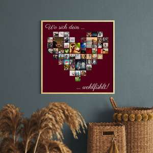 Über 50 Fotos als Herz-Collage angeordnet. Individuelle Botschaften und Designs. Druck als Poster, Leinwand, Acryl oder Dibond. Über 50 Fotos als Herz-Collage angeordnet. Individuelle Botschaften und Designs. Druck als Poster, Leinwand, Acryl oder Dibond.