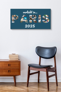 Buchstabencollage mit Ihren Urlaubsfotos auf Leinwand - 50x100cm