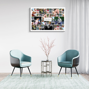 Gestalte deine Trauercollage auf Leinwand mit persönlichen Fotos und Texten