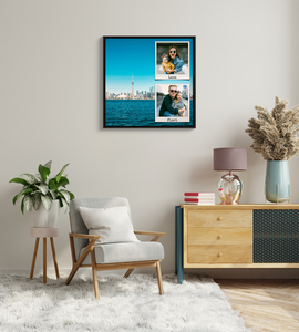 Fotocollage mit großem Urlaubsbild als Hintergrund – 40x40cm