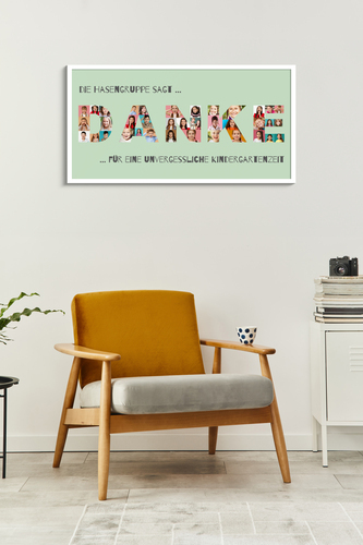 Buchstabencollage „Danke“ zum Abschied Lehrer/Lehrerin – Leinwand 50x100cm