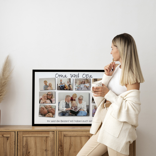 Fotocollage für Oma & Opa – gestalte jetzt 9 Fotos mit Spruch als Geschenk