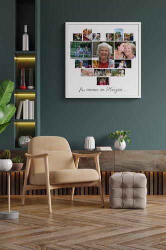 Poster „Für immer im Herzen“ – Fotocollage in Herzform gestalten
