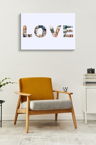 Fotogeschenk zur Hochzeit oder zum Jahrestag - Schriftzug „LOVE"