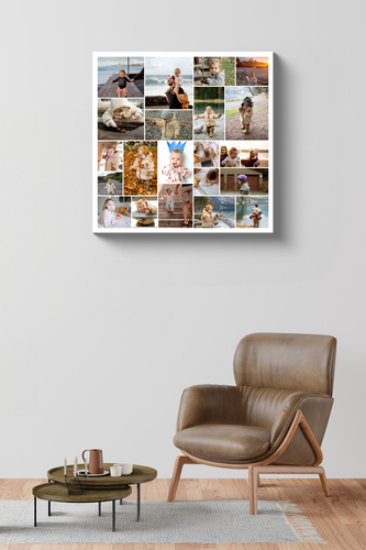 Fotocollage „Familie“ mit 22 Bildern – quadratisches Poster 50x50cm