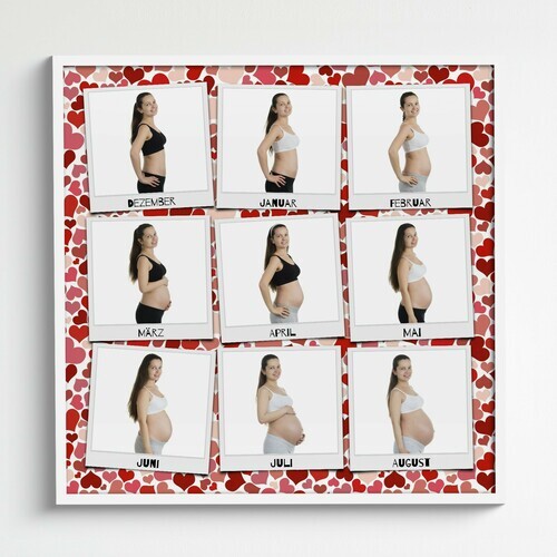 Fotocollage „Babybauch“ – 9 Polaroids mit individueller Beschriftung