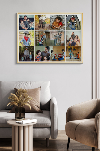 Fotocollage klassisches Raster-Layout – Querformat für 3 x 4 Fotos