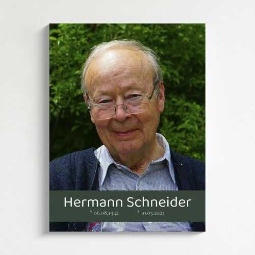 Sterbebild als Portait mit Namen und Geburtstag Todestag